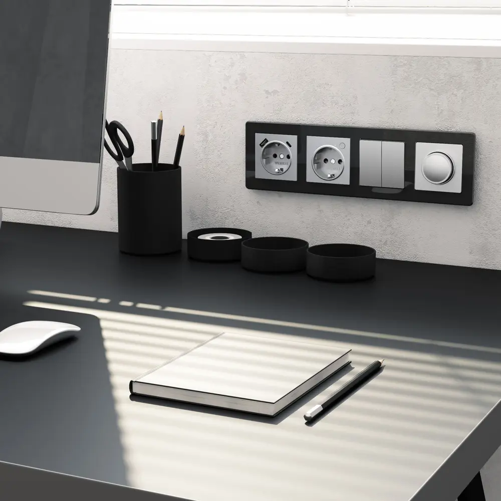 Рамка Werkel Acrylic для розеток и выключателей — парящий акрил в чёрном исполнении 86884241 STLM-0072321 - Вид №4