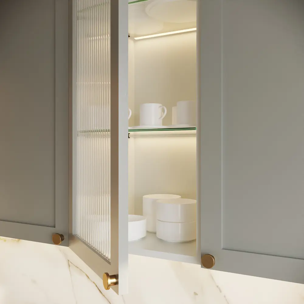 Фасад-витрина Кинель от KONSENSA - серо-зеленый массив ясеня 39.7x102.1 см 89398727 STLM-1566492 - Вид №14