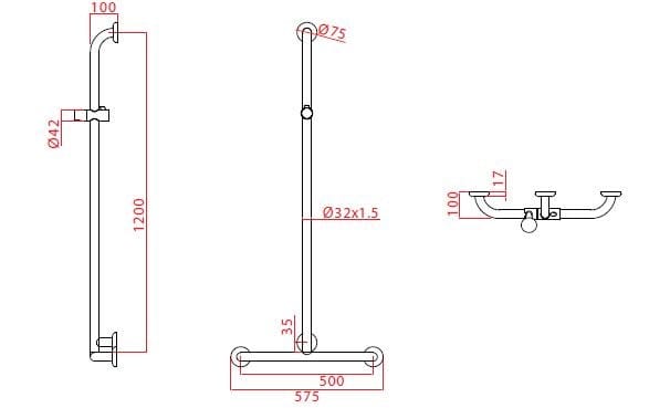 Т-образная ручка с вертикальной душевой кабиной и гибкой Goman ARCH-00120574 - Вид №2