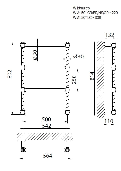 Настенный электрический / горячий водяной полотенцесушитель Gaia Mobili Complements ARCH-00043195 - Вид №3