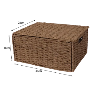 Корзина с крышкой Konsensa 38x28x18 см бумага цвет коричневый 89439469 STLM-2139474