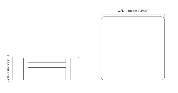 Квадратный деревянный и стеклянный журнальный столик Audo Copenhagen Бразилиа ARCH-00029274 - Вид №11