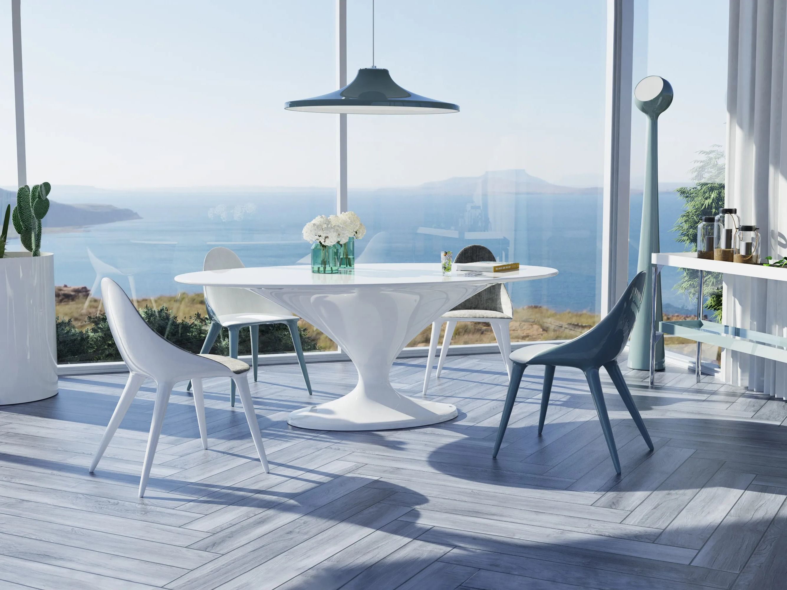 Овальный стол из стекловолокна с мраморной столешницей GANSK CHARM OVAL ARCH-00106311 - Вид №3