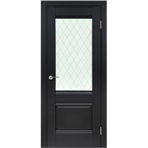Дверь межкомнатная со стеклом Классико-43 70x200 см Hardflex черный с замком и петлями 85486311 STLM-2023419