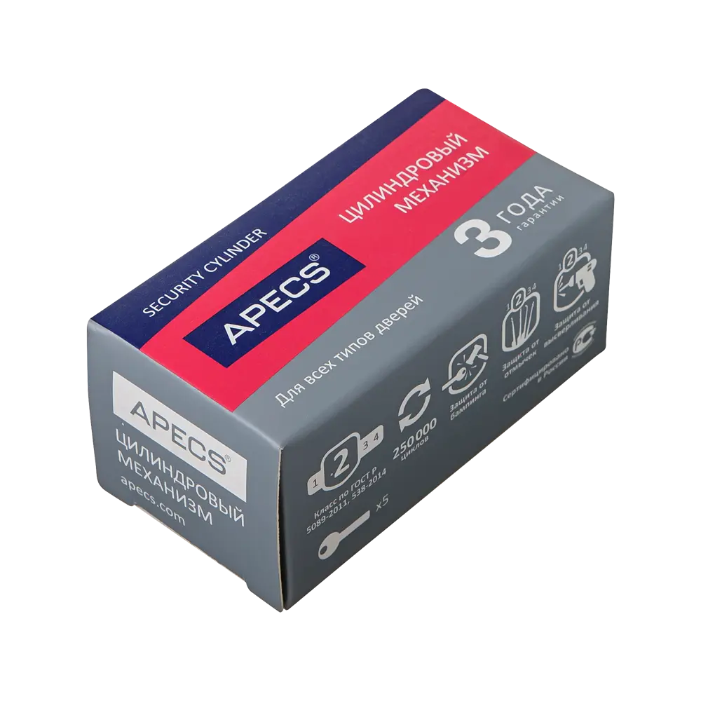 Цилиндр Apecs SM-60-G, 30x30 мм, ключ/ключ, цвет золото STLM-2175280 - Вид №2