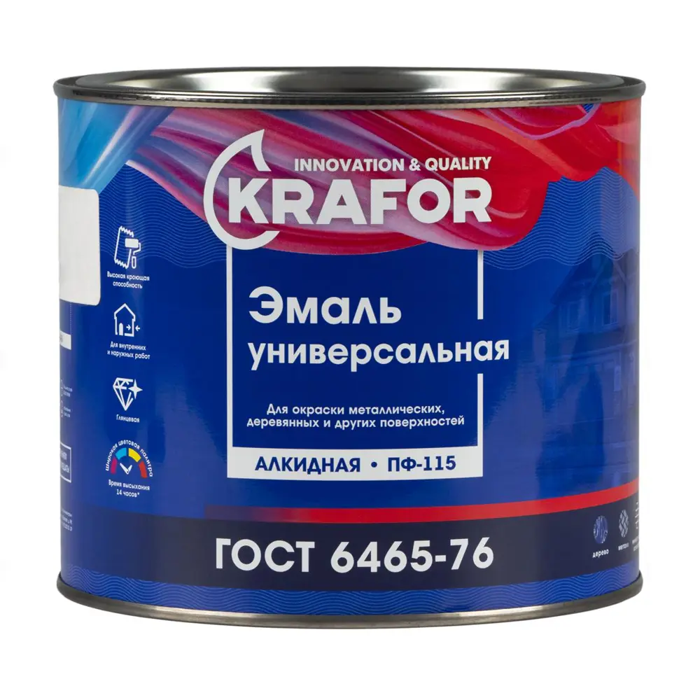 91262532 Эмаль Krafor Пф-115 цвет желтый 1.8 кг STLM-0854117