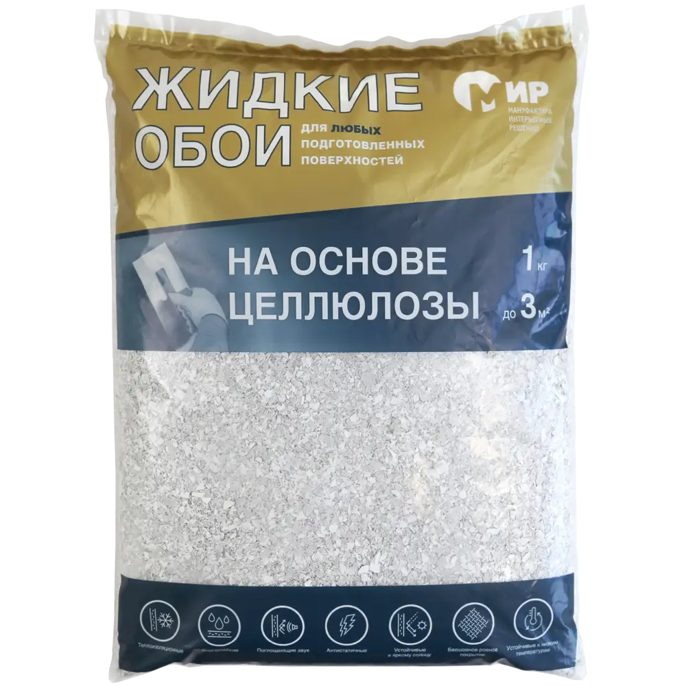 Жидкие обои на основе целлюлозы 1 кг цвет серый 82709808 STLM-2117178 МИР  - Вид №1