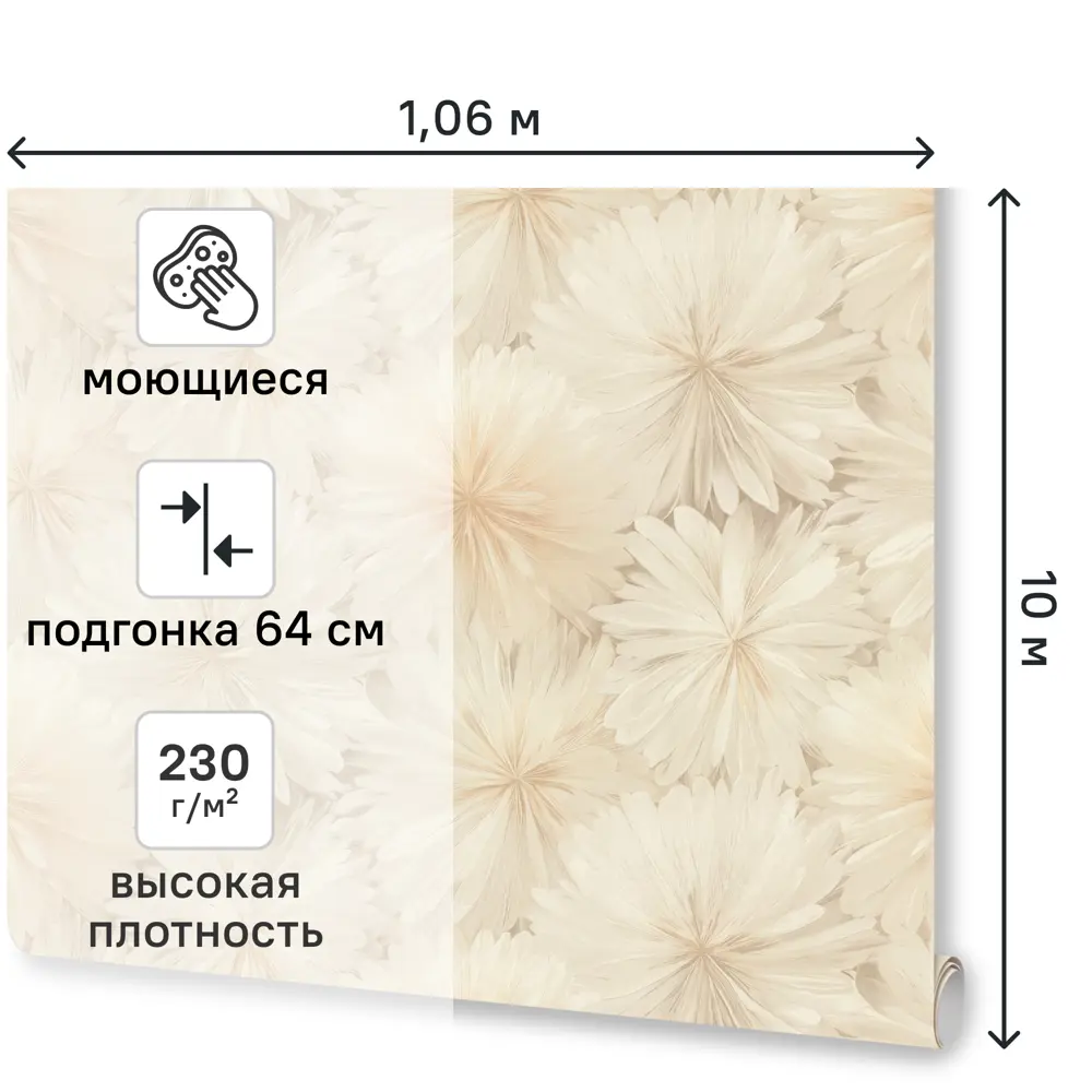 Обои флизелиновые Ornamy Florance бежевые 1.06 м OR8090-01 STLM-2016634 - Вид №1