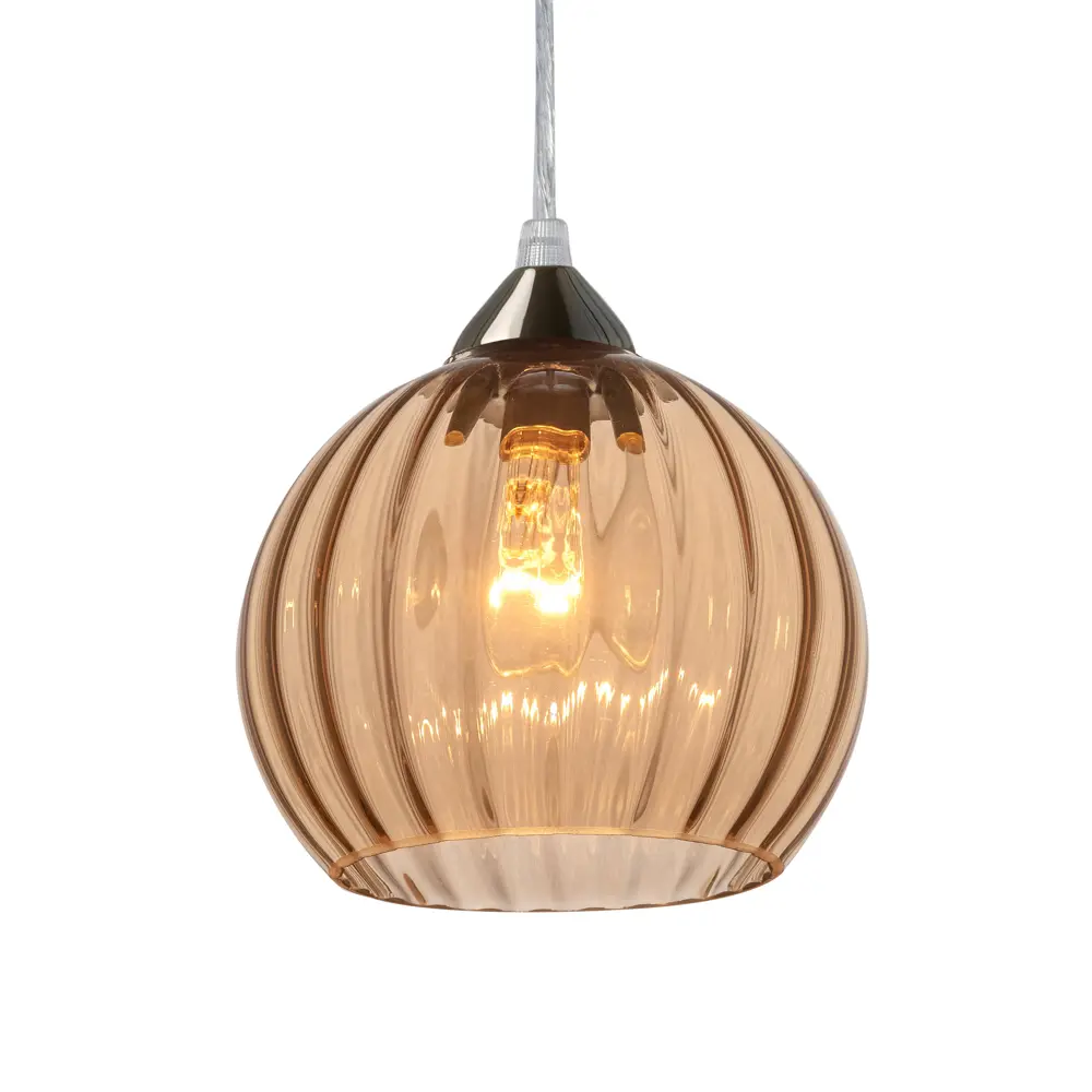 Плафон для подвесного светильника «Арбуз» E27 стеклянный, цвет янтарный ЛАБОРАТОРИЯ СВЕТА "33 ИДЕИ" STLM-2146695 - Вид №1