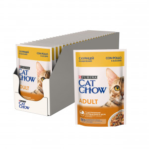 ПР0045316*26 Корм для кошек с курицей и кабачками в желе, пауч 85 г (упаковка - 26 шт) Cat Chow