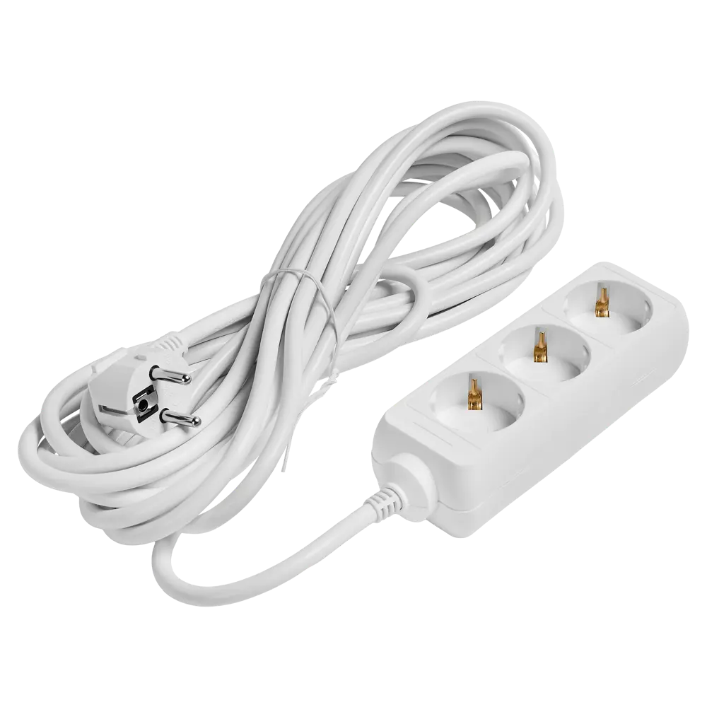 Удлинитель бытовой Skybeam 3x1.5 7 м 3 розетки с заземлением 3680 Вт цвет белый STLM-2164860 - Вид №1