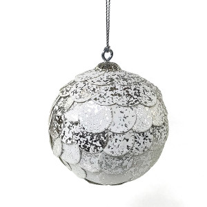 en_ny0072 Шар новогодний декоративный paper ball, серебристый мрамор EnjoyMe