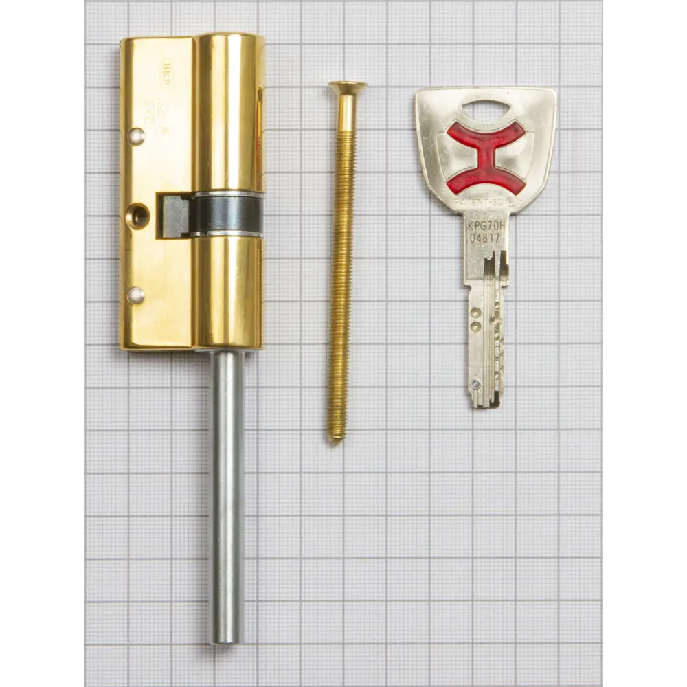 Цилиндр Cisa AP4S 0P3S7-12.66, 35x10x25 мм, ключ/шток, цвет латунь, без вертушки STLM-2198408 - Вид №2