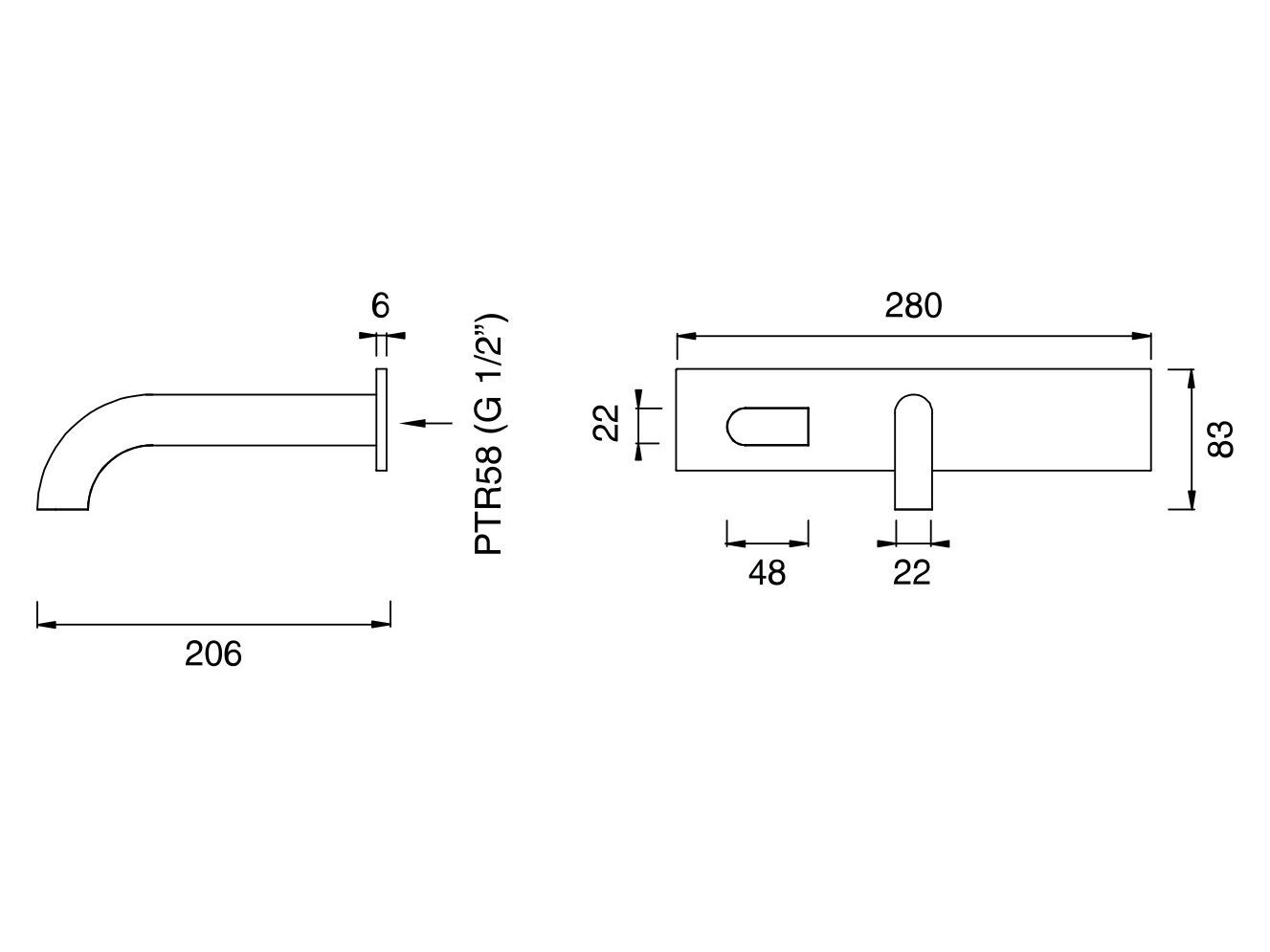 Настенный смеситель для раковины из нержавеющей стали CEADESIGN SIXTY ARCH-00094545 - Вид №2