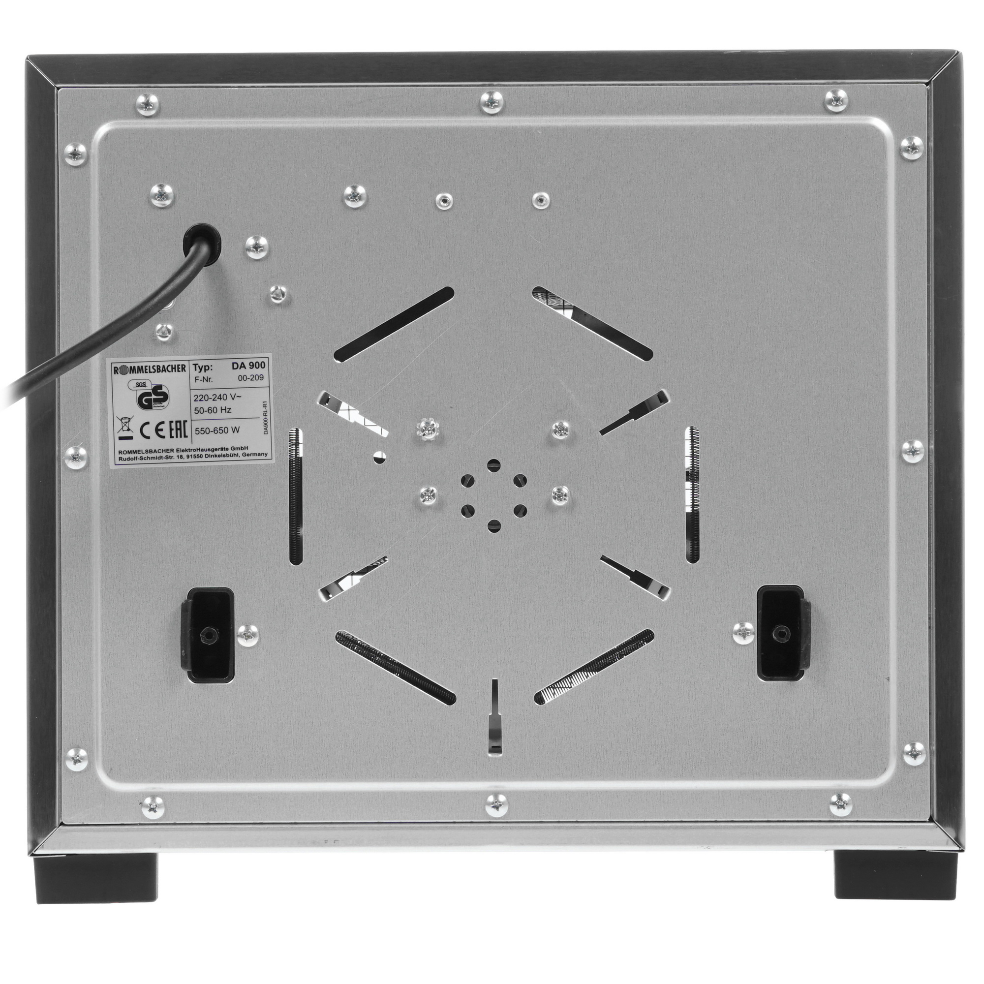 8159730 Сушилка для овощей и фруктов Rommelsbacher DA 900 серебристый STDN-0069553 - Вид №6