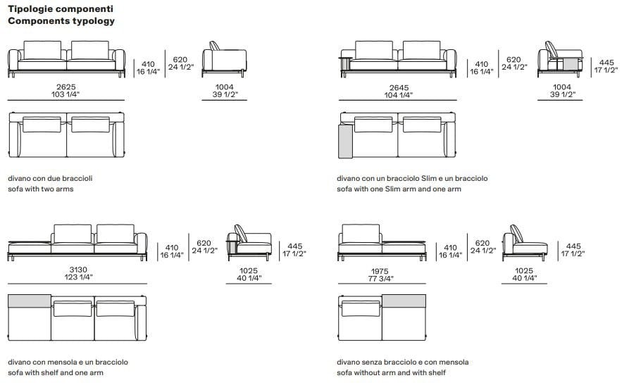 Ткань изогнутый съемный диван Poliform Brera ARCH-00087714 - Вид №5