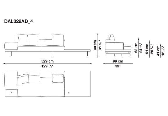 3-местный тканевый диван с полуостровом B&B Italia док ARCH-00061121 - Вид №17