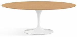 KNOLL Овальный стол с деревянной столешницей и алюминиевым основанием Tulip