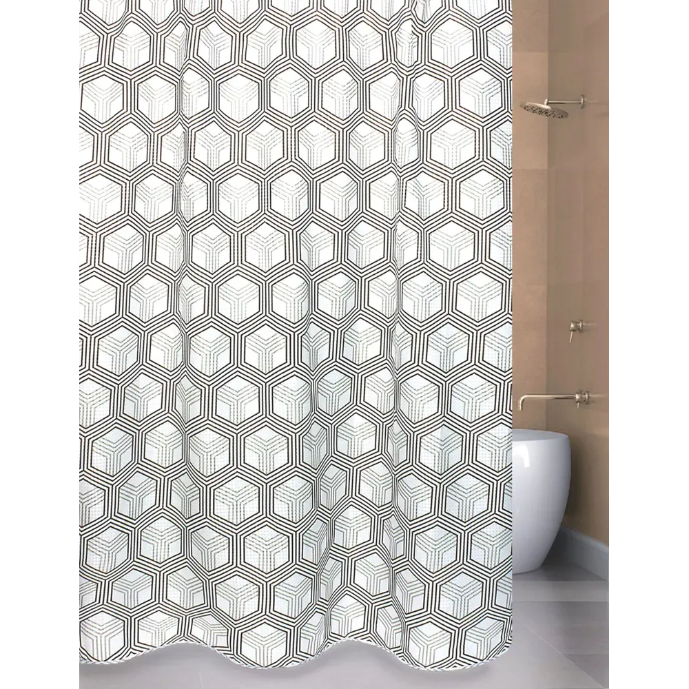 Штора для ванны Romb Zoloto, 180х200 см, полиэстер, цвет белый/бежевый BATH PLUS ШТОРЫ CHARME RED STLM-2073841 - Вид №6