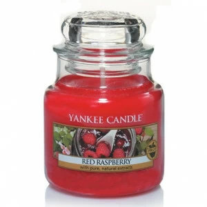 Свеча маленькая в стеклянной банке "Красная малина" Red Raspberry 104гр 25-45 часов YANKEE CANDLE  267903 Красный
