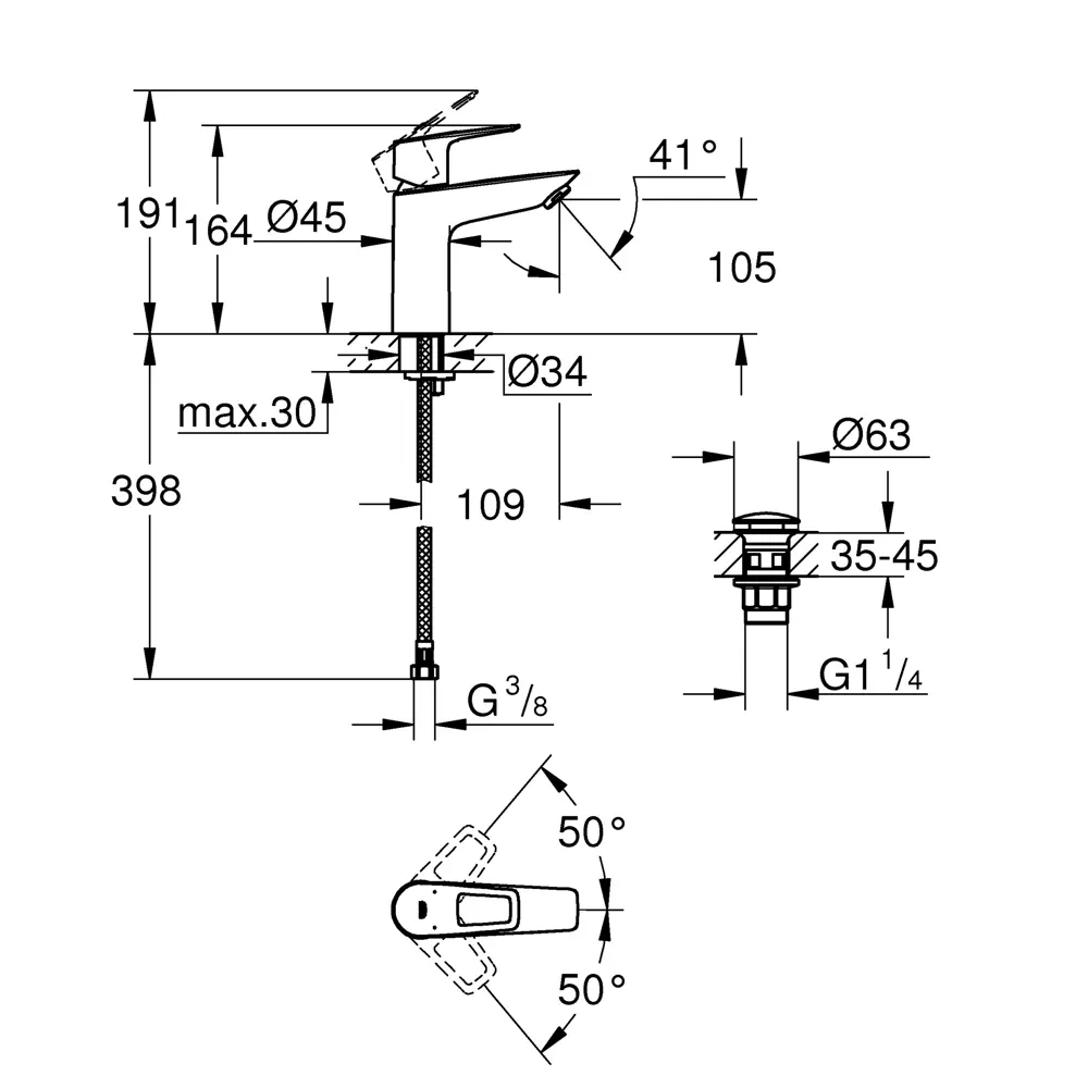 Смеситель для раковины Grohe Start Loop однорычажный размер M цвет хром STLM-2180065 - Вид №7