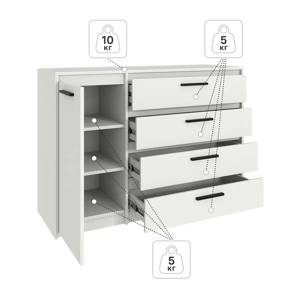 Комод Лион 4 ящика 120x84x41,6 см ЛДСП цвет белый 89428042 STLM-2011890 Santreyd - Вид №4