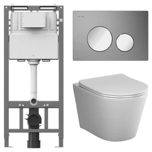 Комплект инсталляции AM.PM Tech с безободковым унитазом AM.PM Flash клавиша AM.PM Tech L хром