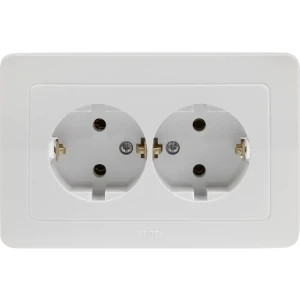 Розетка двойная Hegel с заземлением цвет белый