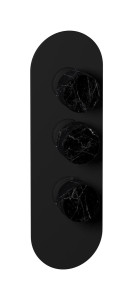 Комплект наружных частей термостата на 2 потребителей - вертикальная овальная панель с ручками Marmo WE ARE IB eua212npnmr_2 Matt Black Aqua