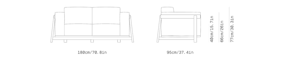2-местный тканевый линейный диван Omelette Editions масала ARCH-00048101 - Вид №2