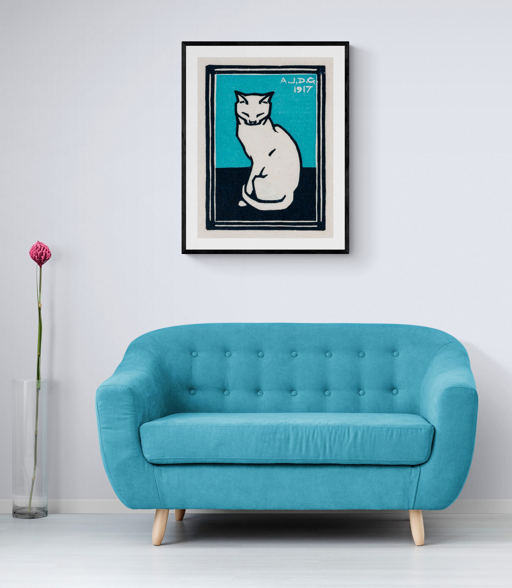 90011717 Плакат Просто Постер Жюли де Грааг – Сидящая кошка 60x90 в подарочном тубусе STLM-0085067 ПРОСТОПОСТЕР