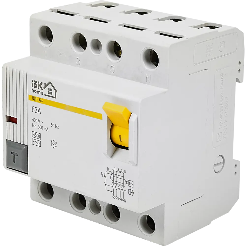УЗО IEK HOME ВД1-63 - защита от токов утечки 300 мА 18072635 STLM-0009423