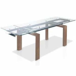 Обеденный стол раздвижной стеклянный с деревянными ножками 160-240 см DT638 от Angel Cerda ANGEL CERDA  149959 Прозрачный