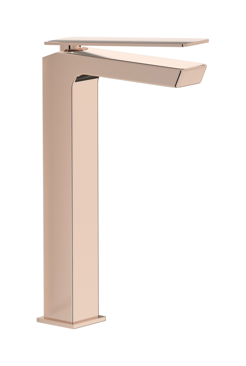 Высокий смеситель для раковины на 1 отверстие в комплекте с донным клапаном WE ARE IB k3202rs Rose Gold K3