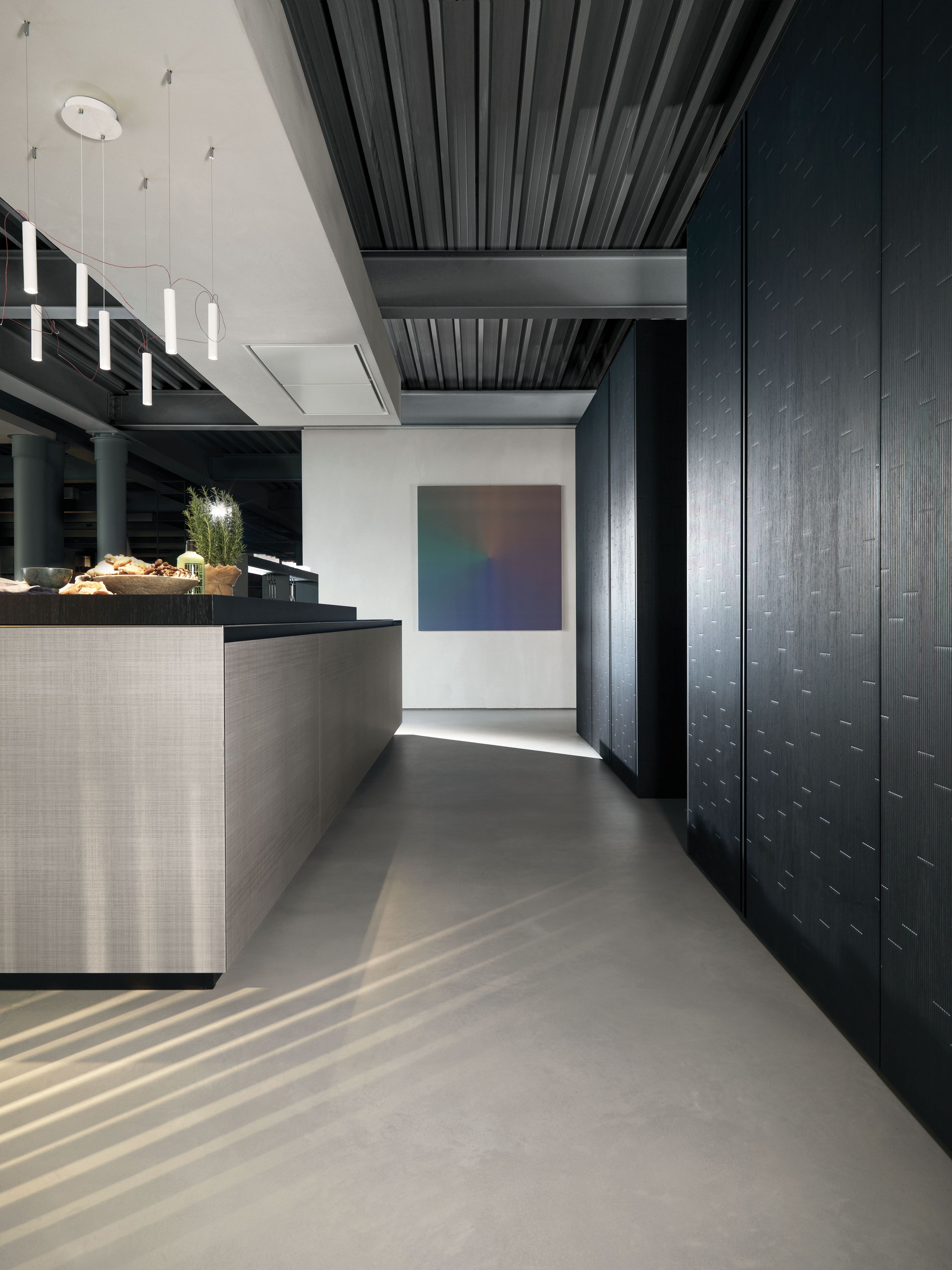 Встроенная кухня с островом без ручек Euromobil Telero ARCH-00131380 - Вид №2