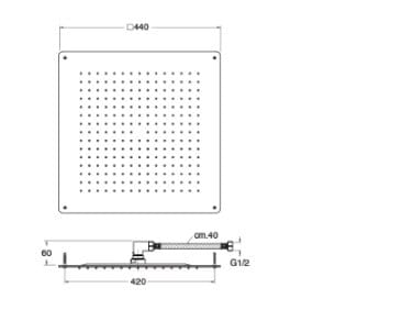 Квадратная душевая головка из нержавеющей стали с системой защиты от накипи CRISTINA Rubinetterie дополнения для душа / ванны / умывальника - Inox collection ARCH-00007770 - Вид №2