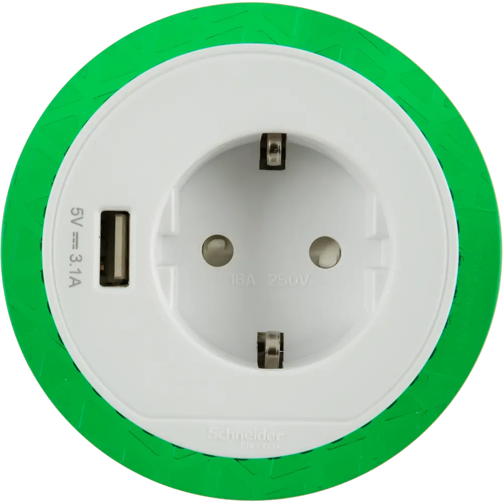 Розетка встраиваемая в столешницу Schneider Unica System 1 розетка с заземлением 1 USB 2 м 3670 Вт цвет белый SYSTEME ELECTRIC STLM-2196990 - Вид №3