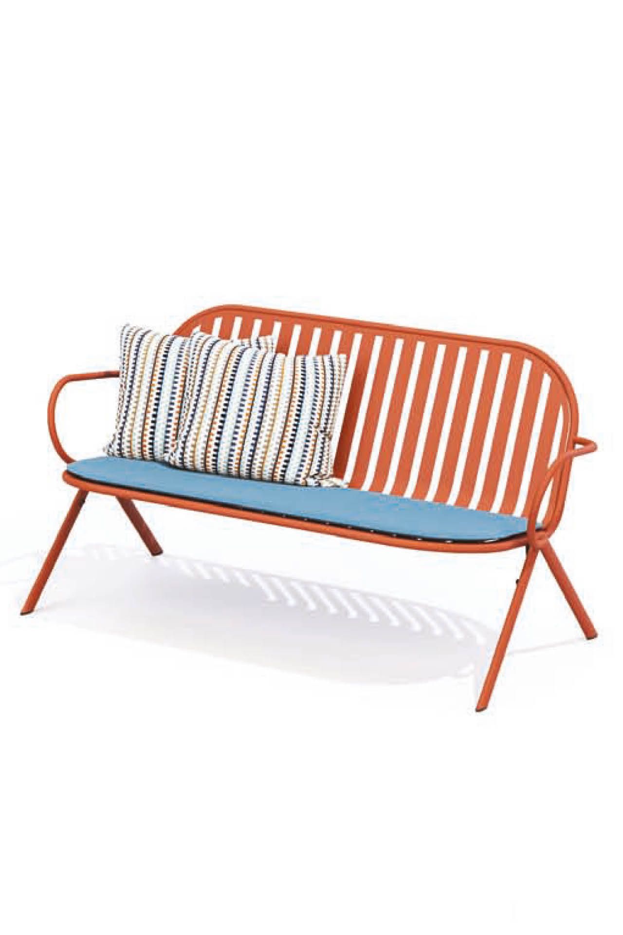 Стальная штабелируемая садовая скамейка с порошковым покрытием со спинкой BABEL D Melik ARCH-00134412 - Вид №2