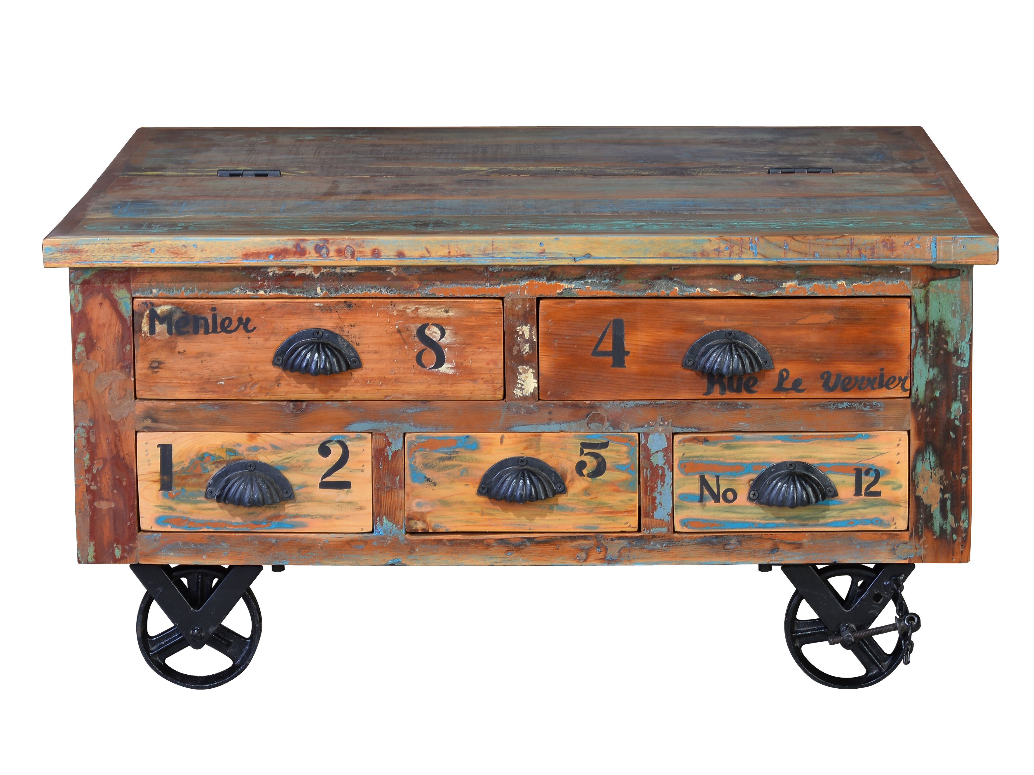 Деревянный прямоугольный журнальный столик с колесами Giner y Colomer Verrier ARCH-00125339