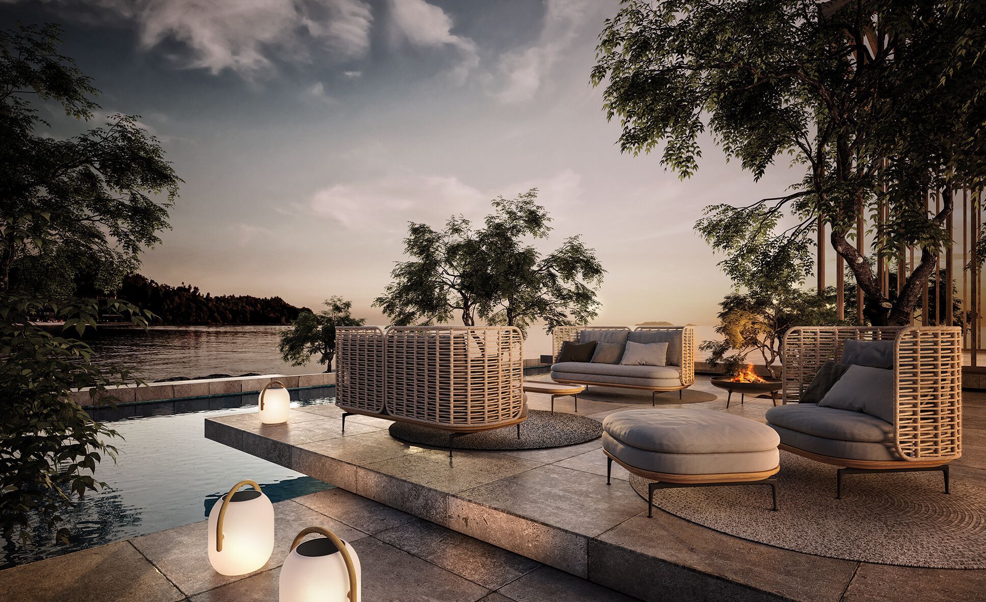 Плетеное и тканевое садовое кресло Gloster ARCH-00012188 - Вид №1