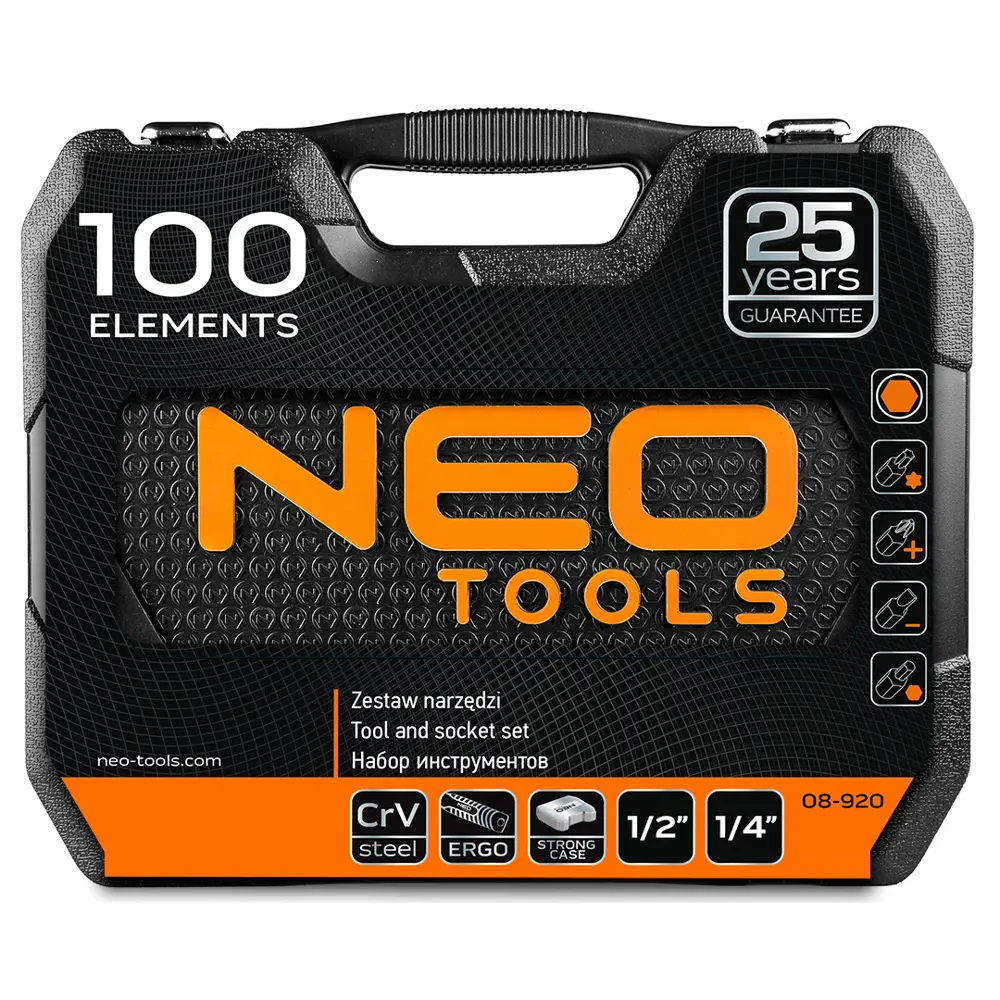 Набор инструментов Neo 100 предметов, 1/2”, 1/4” Neò STLM-2157079 - Вид №2