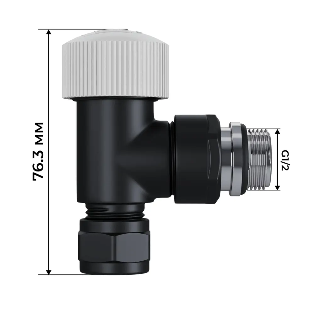 Термостатический комплект для радиатора угловой Royal Thermo Design Pro 1/2" латунь цвет черный STLM-2102943 - Вид №3