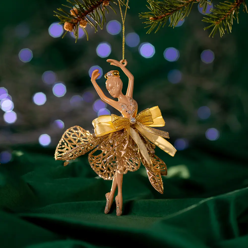 88458709 Новогоднее украшение Балерина 15x13 см цвет золото STLM-0953891 Santreyd 