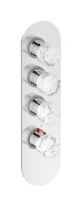 EUA312RSNMR_1 Комплект наружных частей термостата на 3 потребителей - вертикальная овальная панель с ручками Marmo IB Aqua - 3 потребителя