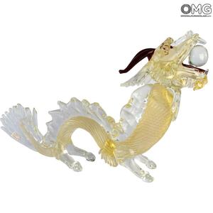 4490 ORIGINALMURANOGLASS Скульптура Золотой Дракон - муранское стекло OMG 56 см