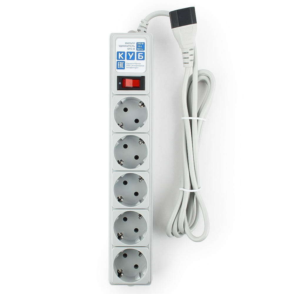 SPG-B-6Ext Surge protector power cube 1.9 ppm / conn. to the ups (c14), 5 outlets (gray) 10a / 2.2kw Электрическая мануфактура Santreyd  - Вид №1
