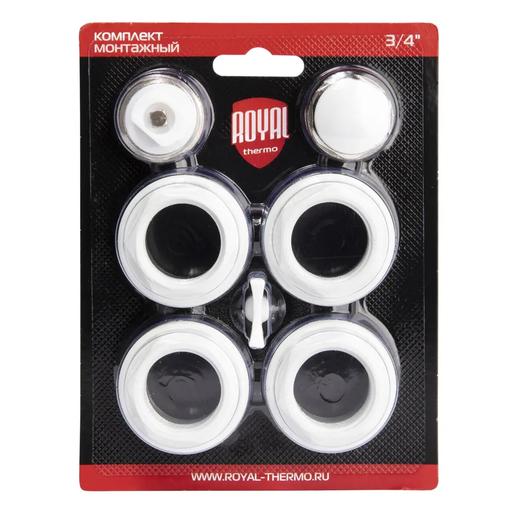 Royal Thermo: Комплект для монтажа радиаторов 1"x3/4" белый 7 элементов 89385129 STLM-1575289