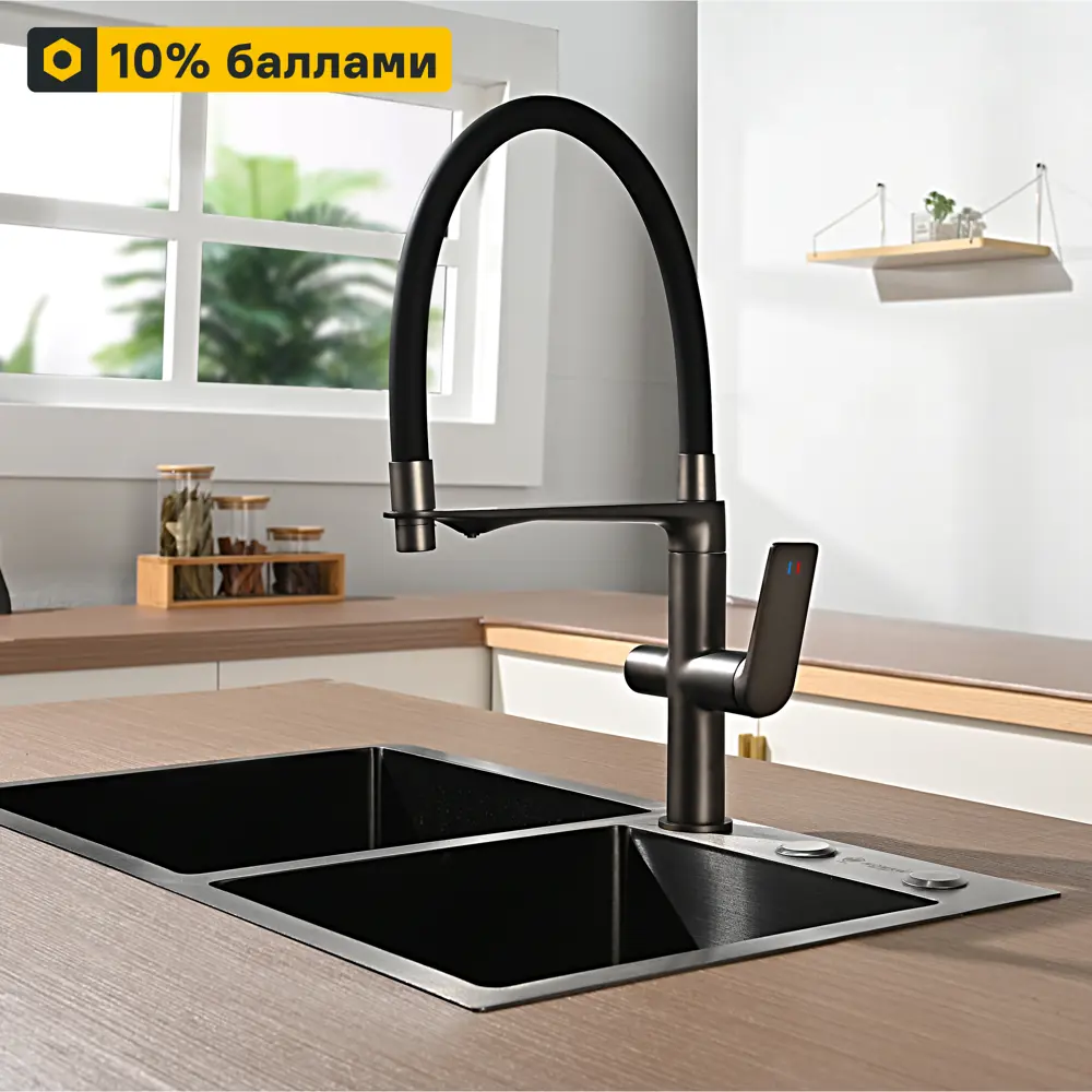 Смеситель DELINIA Нея с фильтром для кухни и гибким изливом 88780482 STLM-0886403