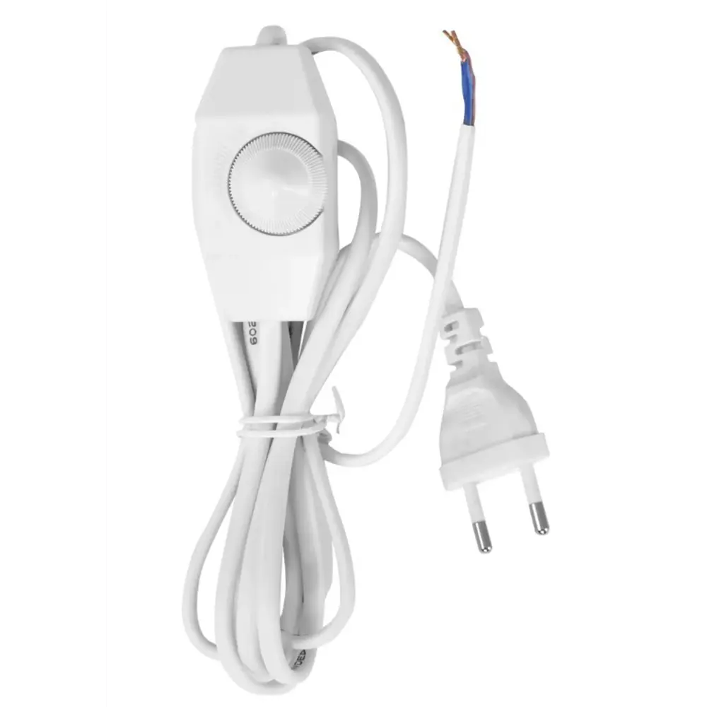 Провод с евроштекером и диммируемым выключателем Duwi 220 В без заземления 2.5 А цвет белый 2 м STLM-2185504