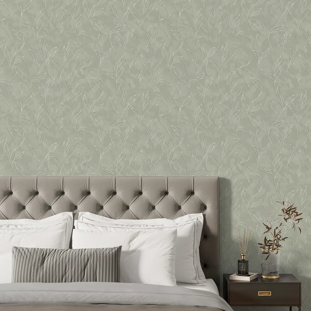 Обои флизелиновые Wallsecret Liola с растительным рисунком, зеленые, 1.06 м 89423682 STLM-1564294 - Вид №4